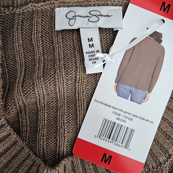 Jessica Simpson Sweater Brown Long Sleeve Rib Knit Pullover Medium - Picture 6 of 9